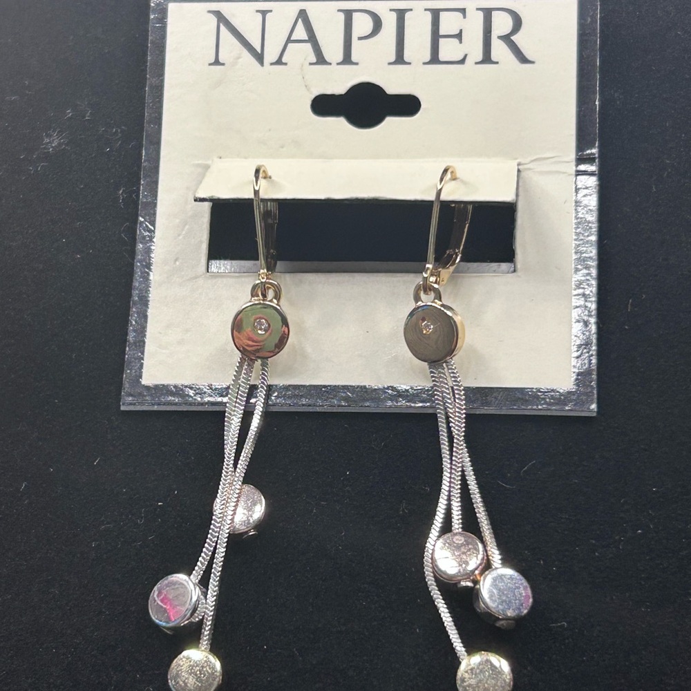 Napier Gold and Silver Dangle Earrings